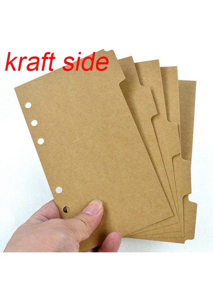 Kraft Tarafı A6 6 Delik 2 Paket Üst Taraf Planlayıcı Günlük Bölücüler A5 A6 A7 B5 A4, Siyah Kraft Beyaz Dizin Ayırıcı Kağıt Kontrol Paneli (Yurt Dışından)