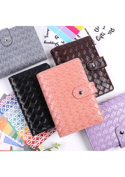 3 Takım A6 Örgülü Tahıl Deri Para Bütçe Planlayıcısı Bağlayıcı Zarflar Nakit Defter Kapağı Bütçeleme Için Para Organizatör Bütçe Bağlama (Yurt Dışından) modelleri