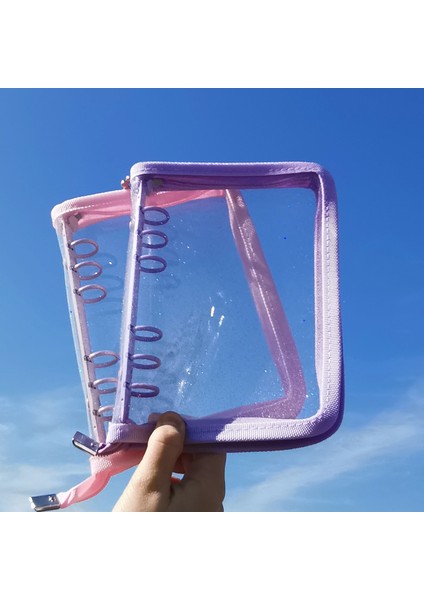 Mor A5 A5 Fermuar Bağlayıcı Kapak-Gevşek Yaprak Organizatör Günlüğü-Bullet Şeffaf Pvc Kılıf Fotoğraf Organizatör Kırtasiye Malzemeleri (Yurt Dışından) modelleri
