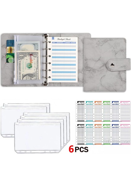 Pembe Iyi Malzeme A7 Pu Deri Bütçe Bağlayıcı Defter Nakit Zarflar Sistemi Seti Bağlayıcı Cepler Para Bütçe Tasarrufu Fatura Organizatör (Yurt Dışından)