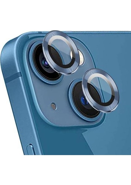 Apple iPhone 14 6.1'' Metal Çerçeveli Kamera Koruma Lensi Sierra Mavi