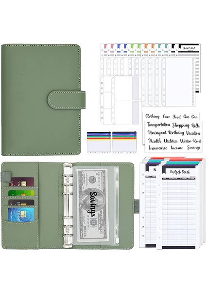 Fermuarlı Çanta Iyi Malzeme A6 Pu Deri Bütçe Bağlayıcı Defter Nakit Zarflar Sistemi Seti Bağlayıcı Cepler Para Bütçe Tasarrufu Fatura Organizatör (Yurt Dışından)