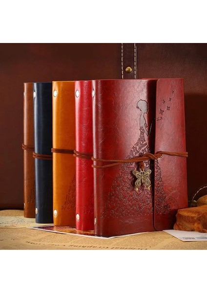 Renk 2 A6 Kelebek Gezginler Vintage Dizüstü Pu Deri Boş Kraft Günlüğü Not Defteri Dergisi Eskiz Defteri Kırtasiye Okul Ofis Malzemeleri (Yurt Dışından)