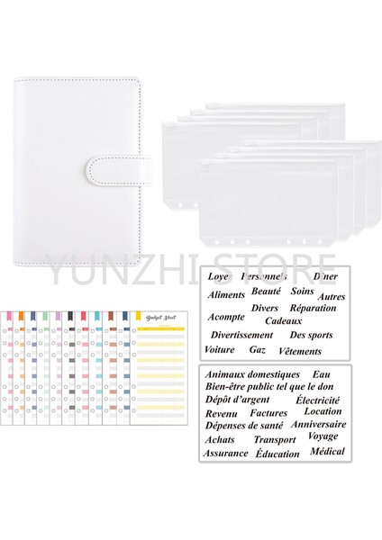 Beyaz A6 A6 Bütçe Bağlayıcı Kitleri Dizüstü Dıy Günlüğü Planlayıcısı Organizatör 8 Adet Cepler Okul Tedarikçisi 2 Adet Fransız Alfabesi Çıkartmalar (Yurt Dışından)