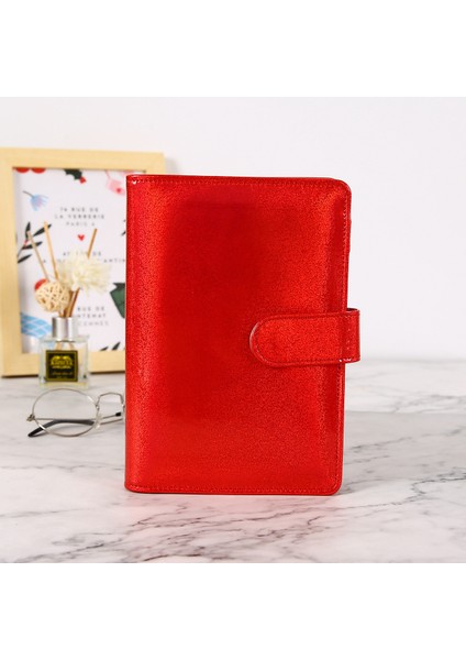 Dizin Sayfası 2 A5 A6/a5 Acıbadem Kurabiyesi Kırmızı Glitter Renk Pu Deri Dıy Bağlayıcı Defter Kapağı Günlüğü Gündem Planlayıcısı Kağıt Kapağı Okul Kırtasiye (Yurt Dışından)