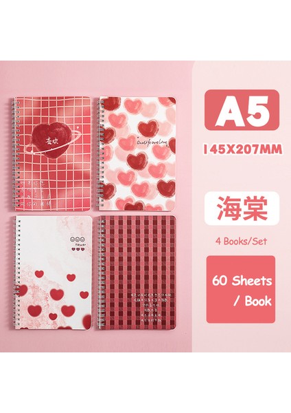 Kırmızı Aşk Rastgele 1 Kitap A5 Boyutu Bobin Astarlı Defterler Kawaii Kapak 2 Rastgele Sevimli Kitaplar Öğrenciler Için Kawaii Kore Kırtasiye Okul Malzemeleri (Yurt Dışından)