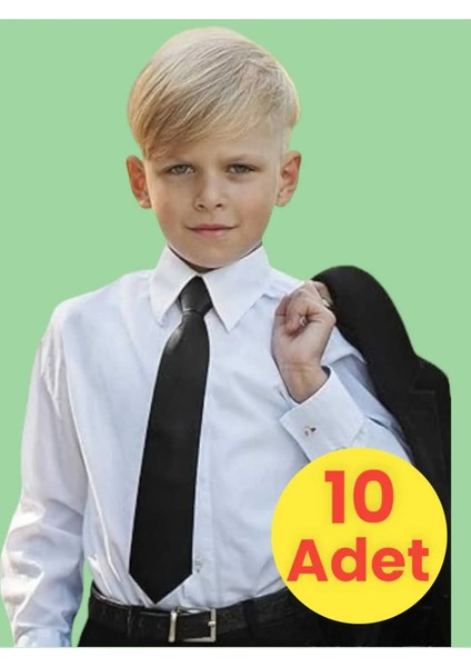 Unisex 5 - 10 Yaş Çocuk Lastikli Kravat 10 Adet