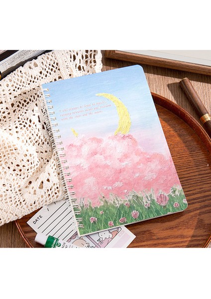 C 20.3X14 cm Yaratıcı A5 Bobin Kitap Kalınlaşmış Yağlıboya Kapak Defter Yatay Çizgi Iç Sayfa 60 Sayfa Not Defteri Dergisi Okul Malzemeleri (Yurt Dışından)