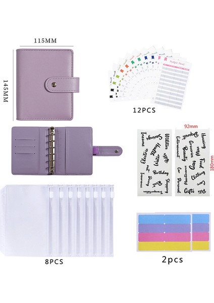 Mor A7 Küçük Bütçe Planlayıcısı Cüzdan ve Zip Zarf Mini Gevşek Yapraklı Bütçe Bağlayıcı Para Tasarrufu Için Nakit Sistemi Para Organizatör (Yurt Dışından)