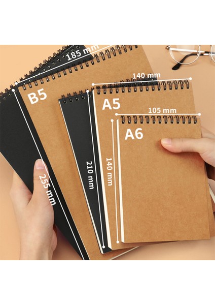 Kraft Hattı A6 120 Sayfa Eskiz Defteri Günlüğü Çizim Boyama Grafiti Yumuşak Kapak Siyah Kağıt Eskiz Defteri Not Defteri Dizüstü Ofis Okul Malzemeleri (Yurt Dışından)