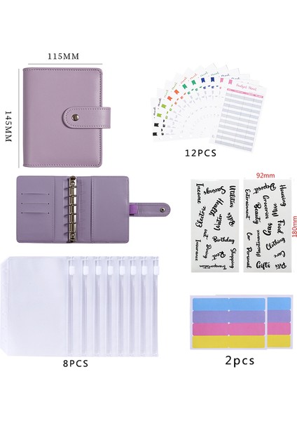 Mor A7 Küçük Bütçe Planlayıcısı Cüzdan ve Zip Zarf Mini Gevşek Yapraklı Bütçe Bağlayıcı Para Tasarrufu Için Nakit Sistemi Para Organizatör (Yurt Dışından)