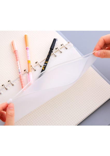 A6 6 Delik A5/a6/a7/b5 Pvc Fermuarlı Kese Gevşek Yapraklı Kese Elastik Şeffaf Ayırma Fermuarlı Çanta Planlayıcısı Kredi Kartı Cebi (Yurt Dışından)