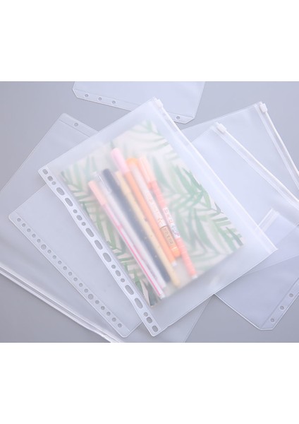 A6 6 Delik A5/a6/a7/b5 Pvc Fermuarlı Kese Gevşek Yapraklı Kese Elastik Şeffaf Ayırma Fermuarlı Çanta Planlayıcısı Kredi Kartı Cebi (Yurt Dışından)