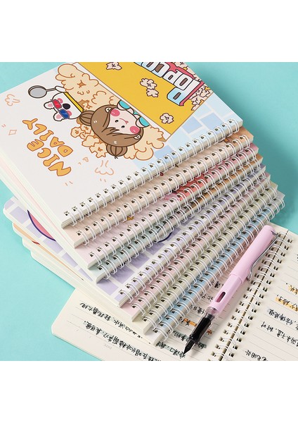 Kore Versiyonu Sevimli Karikatür A5 Kalınlaştırılmış Bobin Defter, Gevşek Yaprak Defter, Su Geçirmez Kapak (Yurt Dışından)