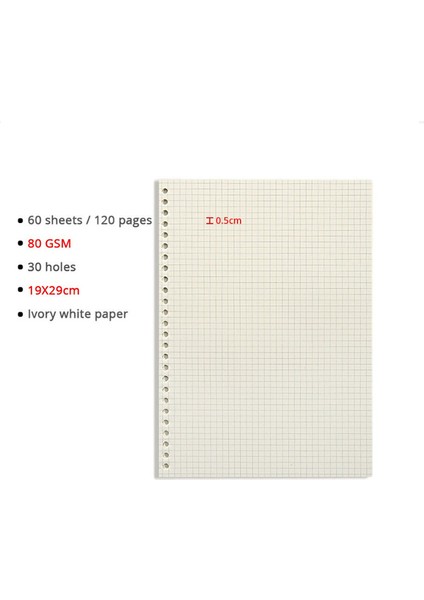 Izgara Yedekleri-1 Paket A4 A5/b5/a4 Bağlayıcı Defter Gevşek Yaprak Doldurulabilir Izgara/çizgi/boş/nokta Günlük Planlayıcı Dergisi Üniversite Öğrencileri Okul Ofis Malzemeleri (Yurt Dışından)