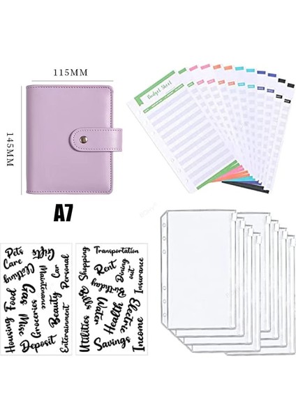 H 2 Etiketli Set A7 2023 Yeni Pu Deri Defter A7 Bağlayıcı Dıy Planlayıcı Organizatör 6 Fermuarlı Cepler 12 Adet Bütçe Sayfası 2 Adet Fransız Alfabesi Çıkartmaları (Yurt Dışından)