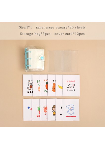 Mavi Mini Sevimli Şeffaf Mini Gevşek Yapraklı Defter Yaratıcı Taşınabilir Cep El Kitabı 3 Halka Bağlayıcı Kawaii Okul Malzemeleri Kırtasiye (Yurt Dışından)