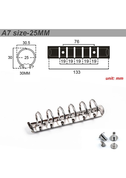 Gümüş A7 25MM Metal Spiral Halkalar Bağlayıcı Klip 2 Çift Vidalı Günlüğü Dizüstü Planlayıcısı A7 Bağlayıcı Klip Dosya Klasörü (Yurt Dışından)