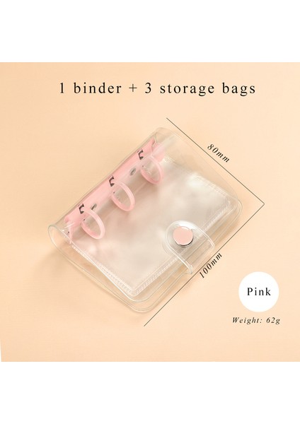 Pembe Kabuk Mini Sevimli Şeffaf Mini Gevşek Yapraklı Defter Yaratıcı Taşınabilir Cep El Kitabı 3 Halka Bağlayıcı Kawaii Okul Malzemeleri Kırtasiye (Yurt Dışından)