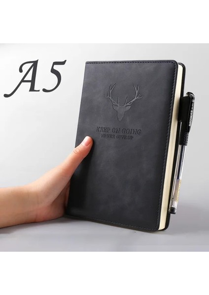 Siyah A5 A5 A4 A5 Günlük Defteri 200 Sayfa Retro Planlayıcısı Ofis Çalışması Iş Not Defteri Yumuşak Deri Günlüğü Not Defteri Okul Malzemeleri Kırtasiye (Yurt Dışından)
