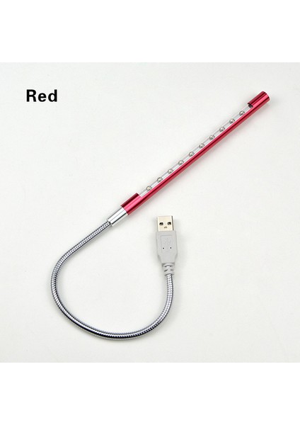 Kırmızı Yenı Metal Malzeme USB LED Işık Esnek Kitap Işık Okuma Işıkları Dizüstü Dizüstü Bilgisayar Klavye Okuma Aydınlatma Mini LED (Yurt Dışından)
