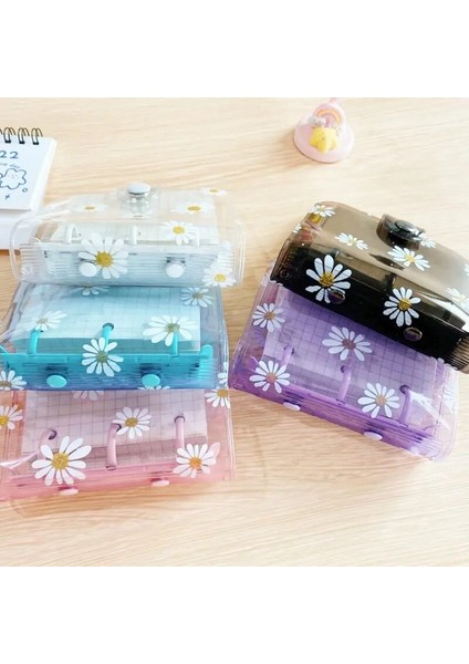 Bir Kawaii Papatyalar Şeffaf Mini 3 Halka Bağlayıcı Gevşek Yapraklı Defter Günlük Defteri Not Defteri Scrapbooking Ofis Okul Malzemeleri (Yurt Dışından) modelleri