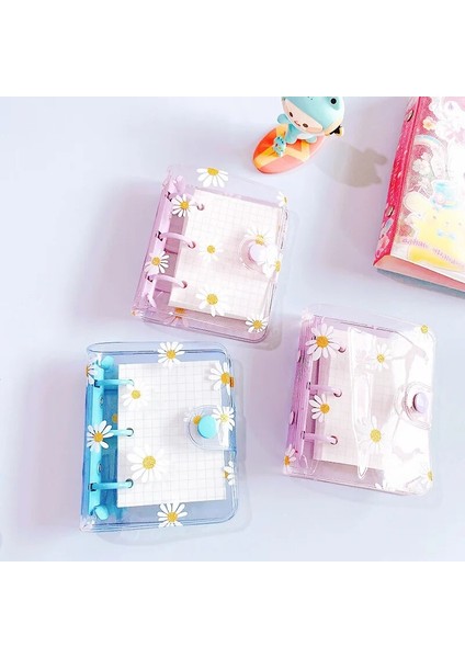 Bir Kawaii Papatyalar Şeffaf Mini 3 Halka Bağlayıcı Gevşek Yapraklı Defter Günlük Defteri Not Defteri Scrapbooking Ofis Okul Malzemeleri (Yurt Dışından) fırsatları