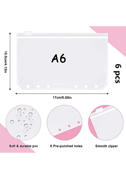 Pembe 2023 Yeni Pu Deri Defter A6 Bağlayıcı Dıy Planlayıcısı Organizatör 8 Fermuarlı Cepler 12 Adet Bütçe Sayfası 2 Adet Fransız Alfabesi Çıkartmalar (Yurt Dışından) fiyatları