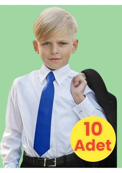 Unisex 5 - 10 Yaş Çocuk Lastikli Kravat 10 Adet