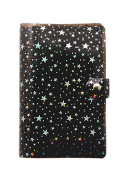Siyah Yıldız A6 A5/a6 Glitter Pul Gevşek Yaprak Defter Iç Çekirdek Kapak 6 Yüzük Şeffaf Dosya Klasörü Bağlayıcı Halkası Kawaii Kırtasiye Tedarik (Yurt Dışından)