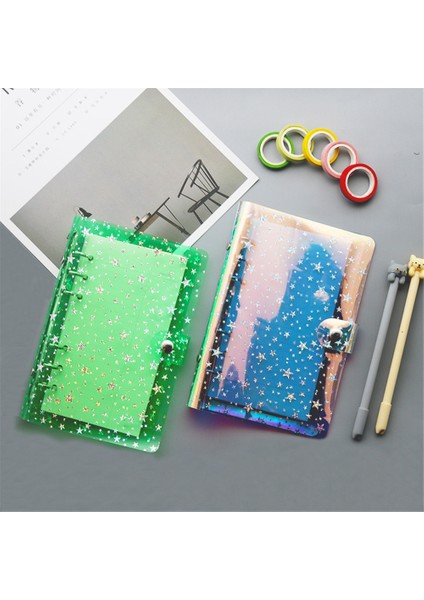 Siyah Yıldız A6 A5/a6 Glitter Pul Gevşek Yaprak Defter Iç Çekirdek Kapak 6 Yüzük Şeffaf Dosya Klasörü Bağlayıcı Halkası Kawaii Kırtasiye Tedarik (Yurt Dışından) fırsatları