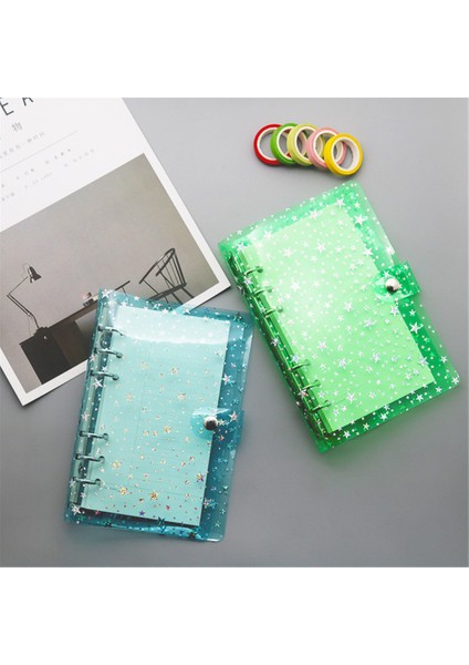 Siyah Yıldız A6 A5/a6 Glitter Pul Gevşek Yaprak Defter Iç Çekirdek Kapak 6 Yüzük Şeffaf Dosya Klasörü Bağlayıcı Halkası Kawaii Kırtasiye Tedarik (Yurt Dışından) indirimleri