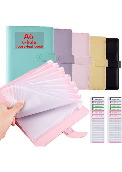 Kahverengi A6 Pu Deri Bütçe Bağlayıcı Dizüstü Nakit Zarflar Sistemi Para Bütçeleri Tasarrufu Fatura Organizatör Hediyeler Için Bağlayıcı Cepler ile Set (Yurt Dışından)