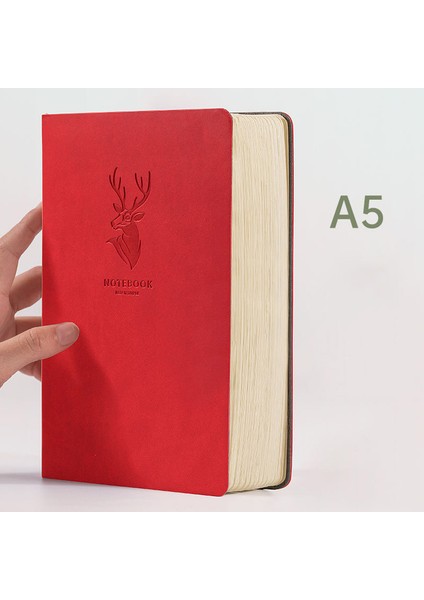416 Sayfa Kırmızı Süper KALIN!416 Sayfa Deri Geyik Defter A5 Günlük Dizüstü Iş Ofisi Günlük Çalışma Not Defteri 1-2 Yıl Hediye Olarak Yazma (Yurt Dışından)