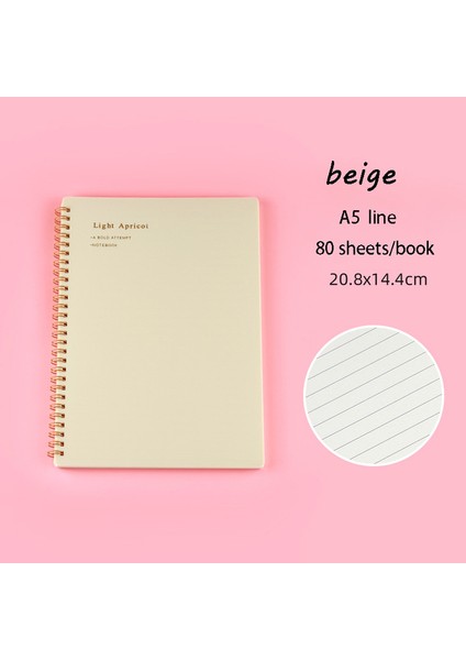 Bej-A5 Hattı 1 Adet Günlük Kullanım Için Dayanıklı Defter Yazarlar Için Bobinli Defter Morandi Renkli (Yurt Dışından)