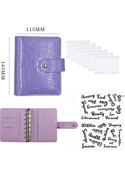 D 2 Etiketli Set A7 A7 Pu Deri Bütçe Bağlayıcı Defter Nakit Zarflar Sistemi Seti Para Bütçe Tasarrufu Fatura Organizatör Için Klipsli Bağlayıcı Cepler (Yurt Dışından)