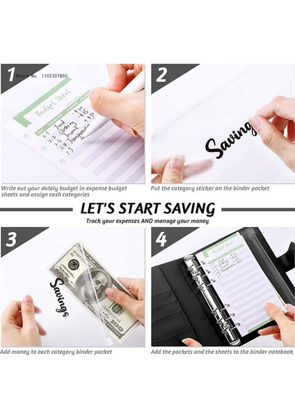 D 2 Etiketli Set A7 A7 Pu Deri Bütçe Bağlayıcı Defter Nakit Zarflar Sistemi Seti Para Bütçe Tasarrufu Fatura Organizatör Için Klipsli Bağlayıcı Cepler (Yurt Dışından)