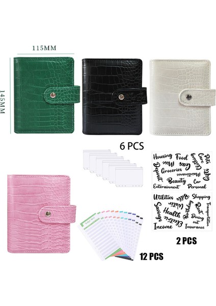 D 2 Etiketli Set A7 A7 Pu Deri Bütçe Bağlayıcı Defter Nakit Zarflar Sistemi Seti Para Bütçe Tasarrufu Fatura Organizatör Için Klipsli Bağlayıcı Cepler (Yurt Dışından)