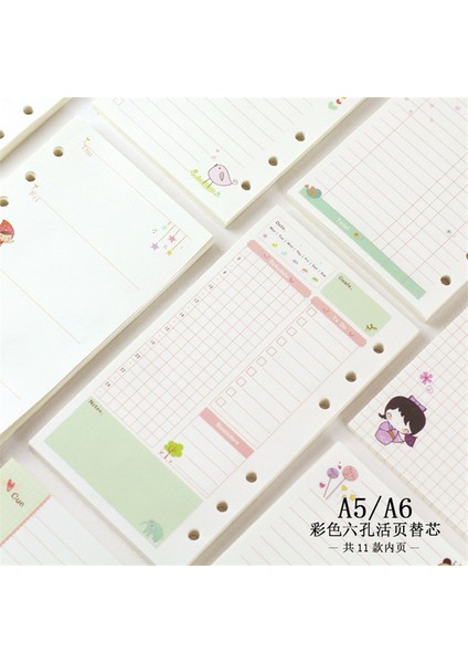 Yapılacaklar Listesi A7 A5 A6 Gevşek Yaprak Kawaii 45 Sayfa Gevşek Yaprak Defter Kağıdı Dolum Spiral Ciltleme Dizini Iç Sayfa Günlük Aylık Haftalık Ajanda (Yurt Dışından)