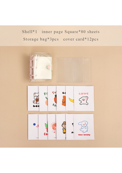 Pembe Mini Sevimli Şeffaf Mini Gevşek Yapraklı Defter Yaratıcı Taşınabilir Cep El Kitabı 3 Halka Bağlayıcı Kawaii Okul Malzemeleri Kırtasiye (Yurt Dışından)