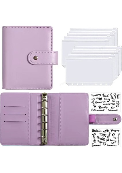 2 Etiketli Set A7 2023 Yeni Pu Deri Defter A7 Bağlayıcı Dıy Planlayıcı Organizatör 6 Fermuarlı Cepler 12 Adet Bütçe Sayfası 2 Adet Fransız Alfabesi Çıkartmaları (Yurt Dışından)