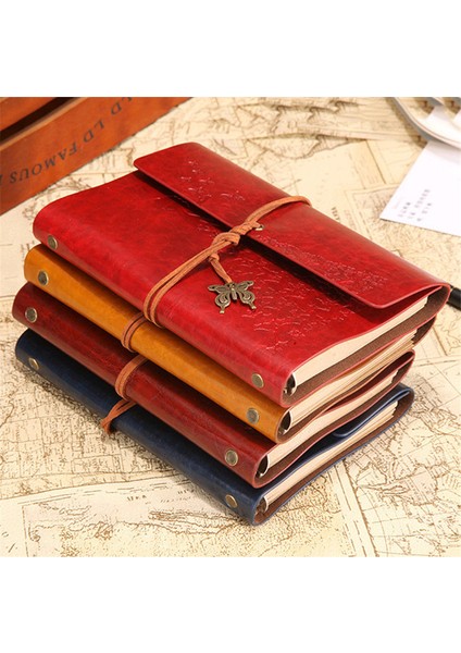 Renk 1 A6 Kelebek Gezginler Vintage Dizüstü Pu Deri Boş Kraft Günlüğü Not Defteri Dergisi Eskiz Defteri Kırtasiye Okul Ofis Malzemeleri (Yurt Dışından) fırsatları