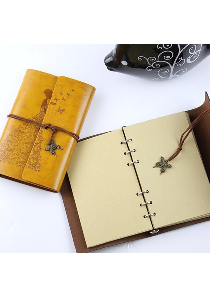 Renk 1 A6 Kelebek Gezginler Vintage Dizüstü Pu Deri Boş Kraft Günlüğü Not Defteri Dergisi Eskiz Defteri Kırtasiye Okul Ofis Malzemeleri (Yurt Dışından) indirimleri