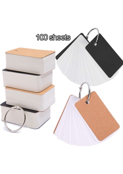 Kraft 100 Yaprak Boş Flaş Kart Bağlama Halkaları ile Dizin Kartları Çalışma Not Kartı Yer Işareti Okul Öğrenme Bellek Tarifi Için Mükemmel (Yurt Dışından)