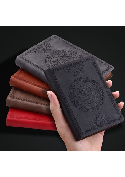 E A6 1 Adet A6 Yaratıcı Taşınabilir Vintage Desen Pu Deri Defter Günlüğü Not Defteri Öğrenciler Öğretmenler Için Kırtasiye Hediye Günlük Tutma (Yurt Dışından)