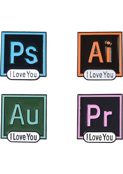 Pr Seni Seviyorum Ps Aı Emaye Pin Broşlar Illustrator Photoshop Pimleri Yazılım Simgesi Yaka Pin Sırt Çantası Tasarımcı Sanatçı Için Broşlar (Yurt Dışından)