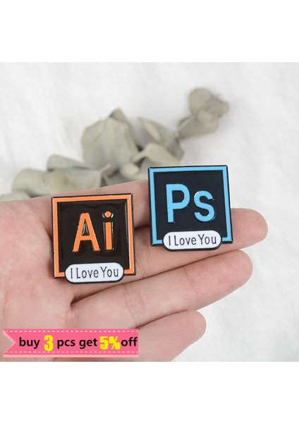 Pr Seni Seviyorum Ps Aı Emaye Pin Broşlar Illustrator Photoshop Pimleri Yazılım Simgesi Yaka Pin Sırt Çantası Tasarımcı Sanatçı Için Broşlar (Yurt Dışından)