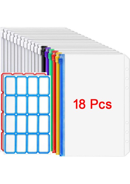 18 Adet Set Yeni A6 Pu Deri Bütçe Bağlayıcı Defter Nakit Zarflar Sistemi Seti Klipsli Bağlayıcı Cepler Para Bütçe Tasarrufu Fatura Organizatör (Yurt Dışından)