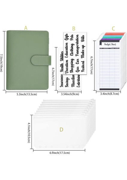 18 Adet Set Yeni A6 Pu Deri Bütçe Bağlayıcı Defter Nakit Zarflar Sistemi Seti Klipsli Bağlayıcı Cepler Para Bütçe Tasarrufu Fatura Organizatör (Yurt Dışından)