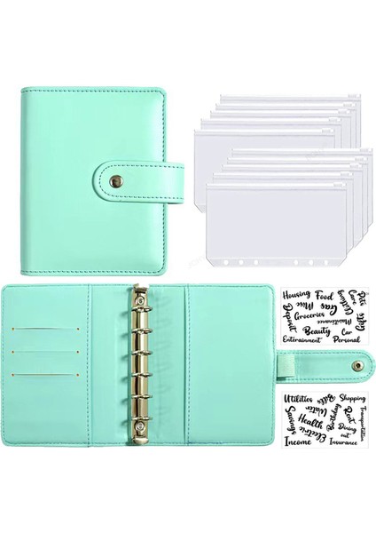 J 2 Etiketli Set A7 2023 Yeni Pu Deri Defter A7 Bağlayıcı Dıy Planlayıcı Organizatör 6 Fermuarlı Cepler 12 Adet Bütçe Sayfası 2 Adet Fransız Alfabesi Çıkartmaları (Yurt Dışından)